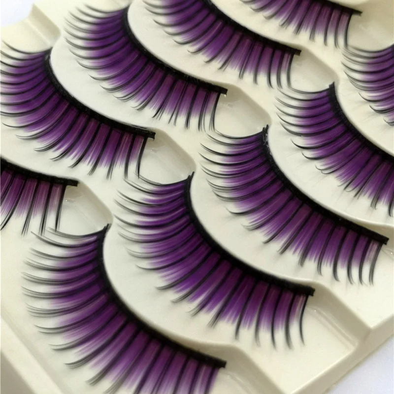 Сечение красный синий коричневый черный фиолетовый Накладные ресницы макияж в