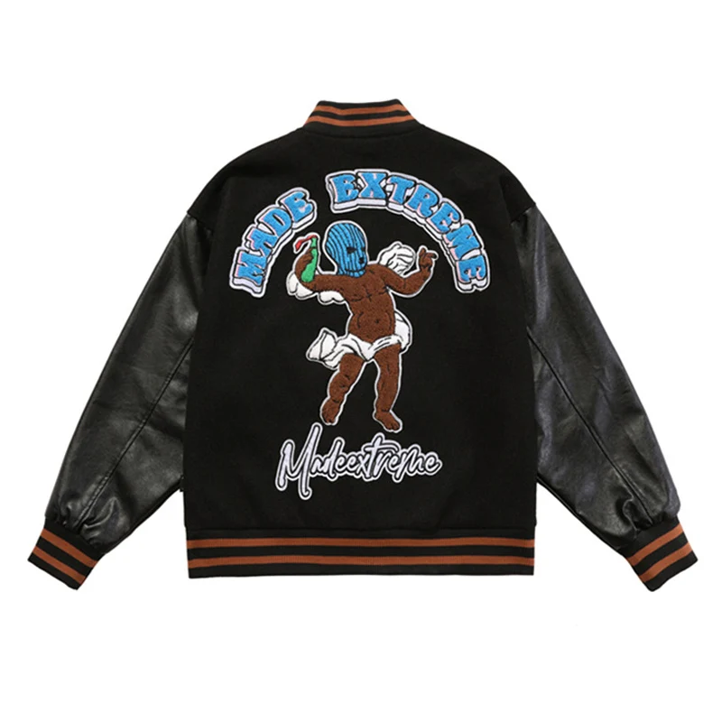 

Cartoon Spoof Characterl Embroidery Baseball Jacket 2021 Autumn Harajuku Casual Streetwear Men Hip Hop Fashion Loose Jacket Coat