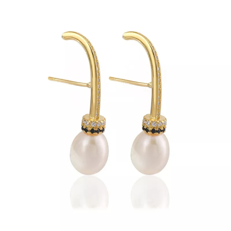 

MeiBaPJ Natural Freshwater Pearl Fashion Leaf Drop Earrings Real 925 Sterling Silver Fine Charm Jewelry for Women