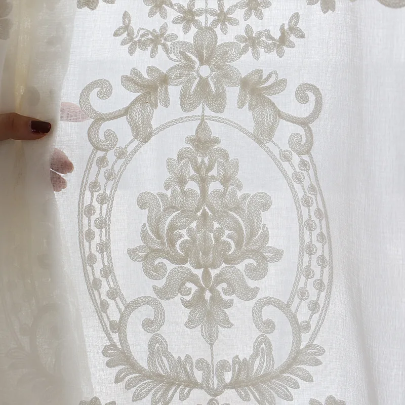 Embroidered Beaded Flower Window Curtains For Living Room Bedroom Bay Custom Panel Valances Kitchen Tulle ZH040&ampD | Дом и сад