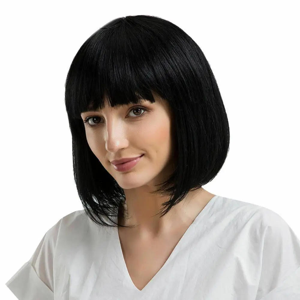 IVogue короткие человеческие волосы Боб парик с челкой бразильские Реми прямые
