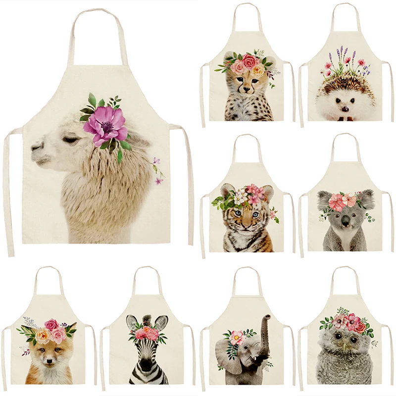

Cartoon animal pattern alpaca House cleaning Apron for children kids apron Men kitchen apron aprons for women aprons for women