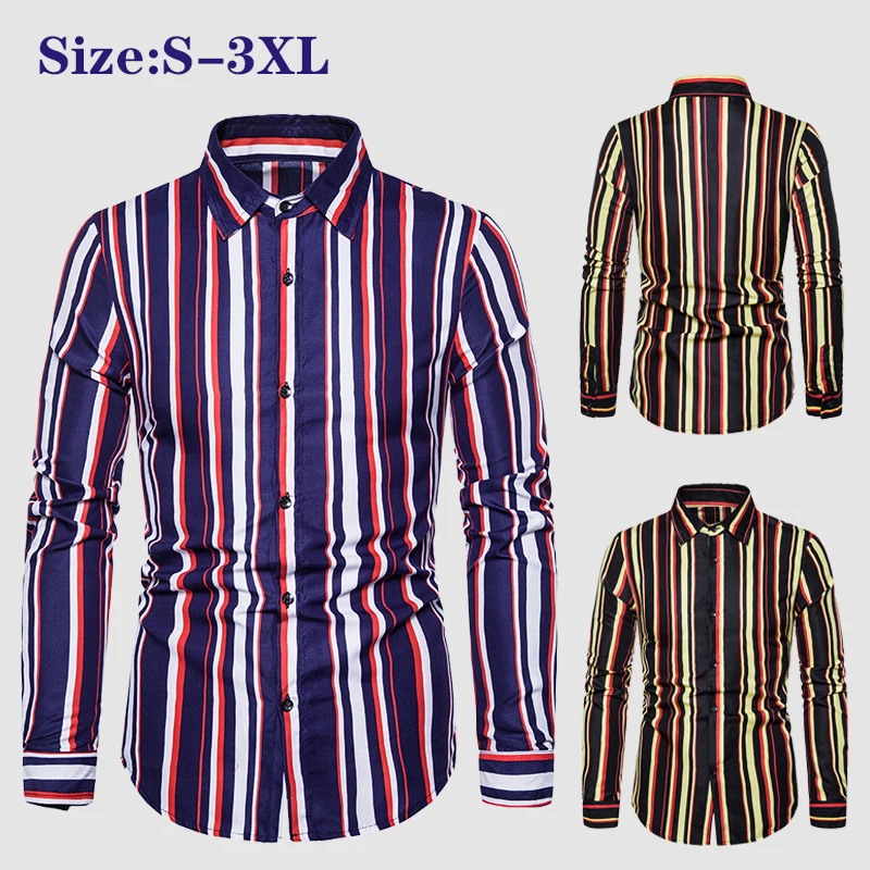 

Men's long-sleeved shirt summer bottoming shirt casual striped long-sleeved shirt