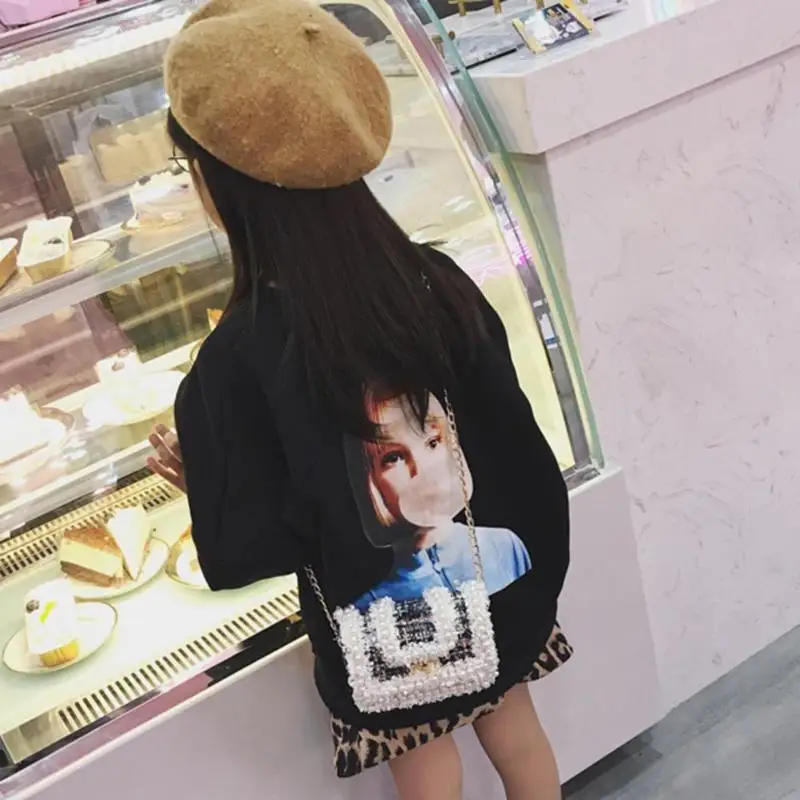 Модные шерстяные сумки через плечо для детей девочек элегантные жемчужные сумочки на цепочке маленькая