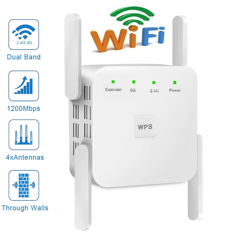 Wi Fi ретранслятор Беспроводной расширитель 2 4G 5G усилитель 300 Мбит/с 1200 Мбит 5g Гц