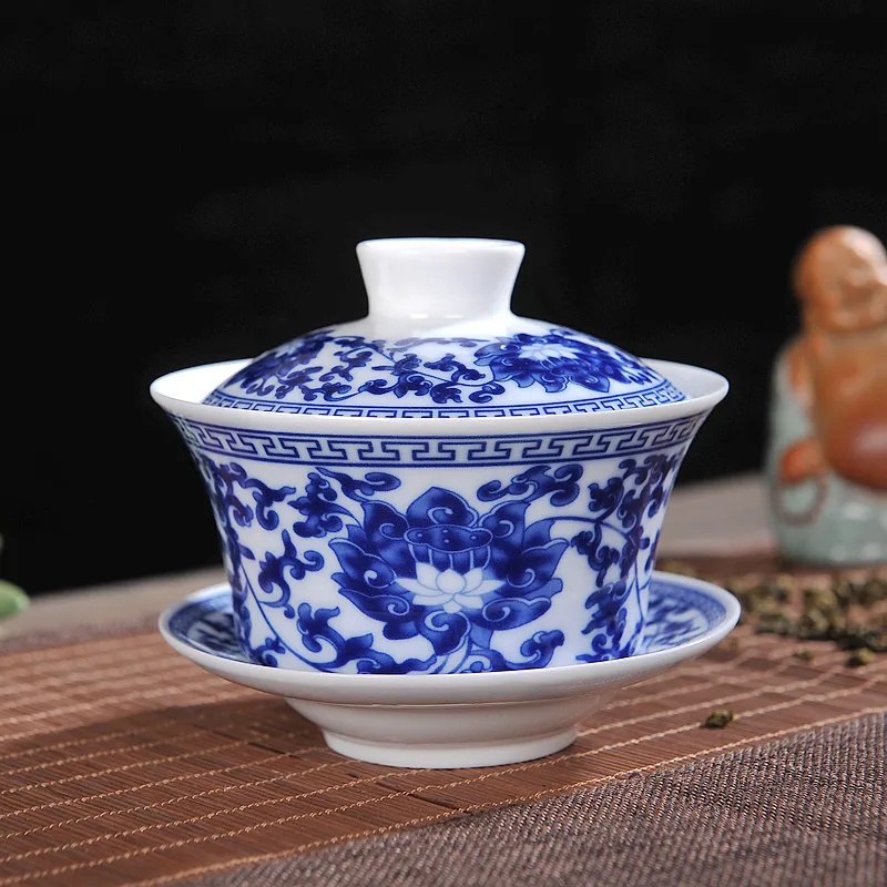 230/330 мл Цзиндэчжэнь керамика синий и белый чай чаша Sancai большой Gaiwan чайный набор