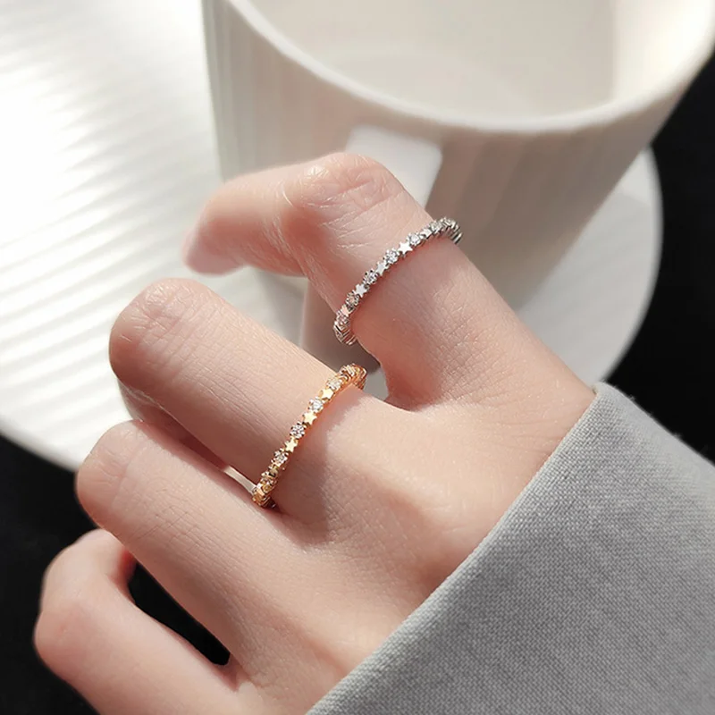 Trustdavis минималистичное Настоящее серебро 925 пробы прекрасная звезда CZ Кольцо на