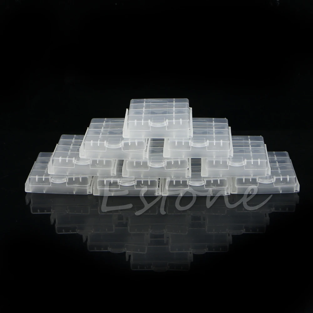 

C5AB 10PCS Hard Plastic Battery Case Holder Storage Box for 4X AA AAA Battery White