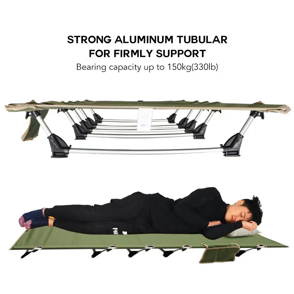 

2021Portable Camping Cot Compact Folding Cot Bed For Outdoor Backpacking Lightweight Lunch Break Recliner CampSimple Leisure Bed