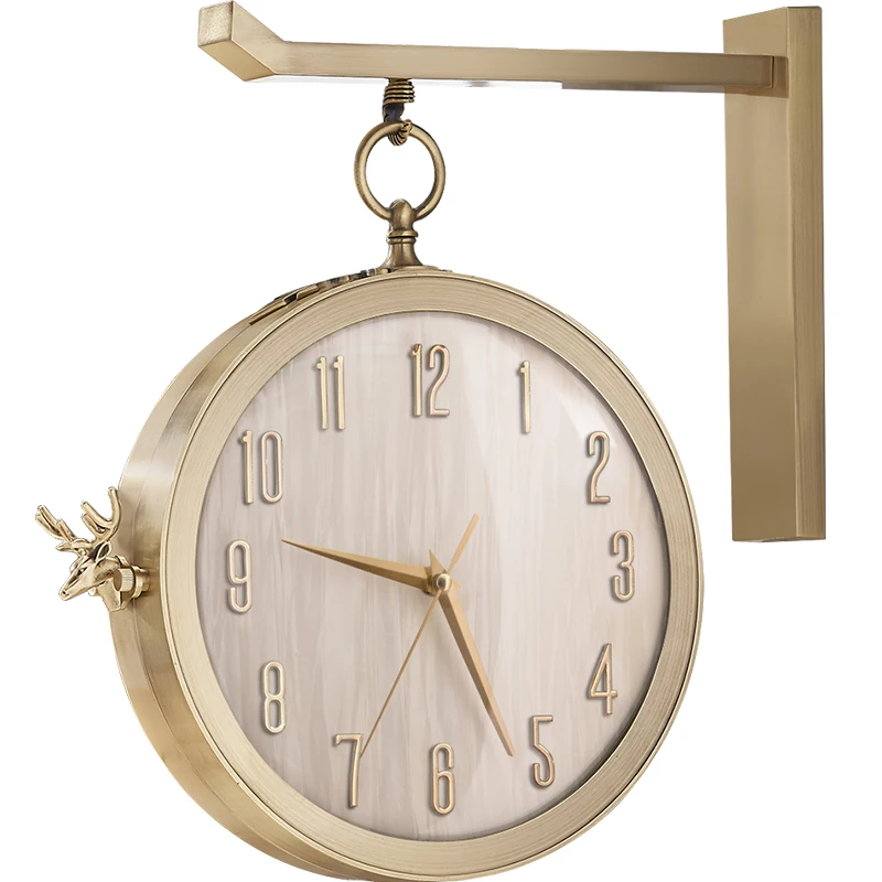 Современные Двухсторонние настенные часы большие металлические механизм для