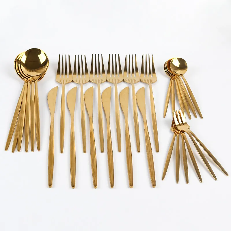

Gold Cutlery Set Stainless Steel Dinnerware Sets 30Pcs Knives Forks Coffee Spoons Fork Flatware Kit Kitchen Dinner Tableware Set