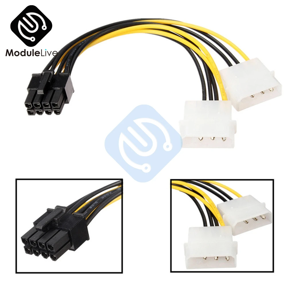 Двойной преобразователь Molex LP4 4 Pin к 8 PCI E Express адаптер кабель питания провод