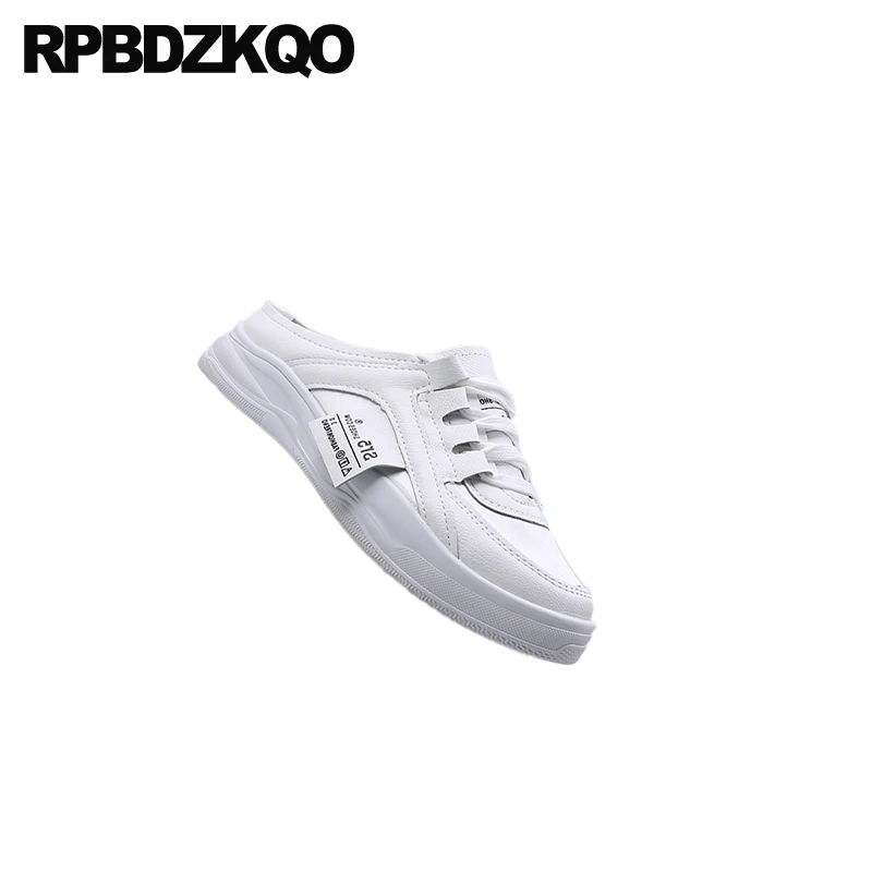 Круглый носок со шнуровкой женские сандалии шлепанцы белая спортивная обувь