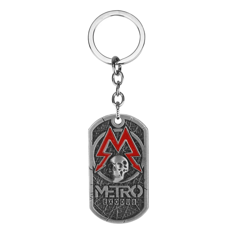Игра Metro Exodus 2033 череп брелок Винтаж Скелет Dog Tag сплава кольцо для ключей брелки