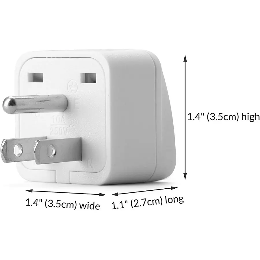 Universal to US Canada Thailand Travel Adapter Type B Plug Multi-Outlet AC100~250V 10A White Black | Обустройство дома
