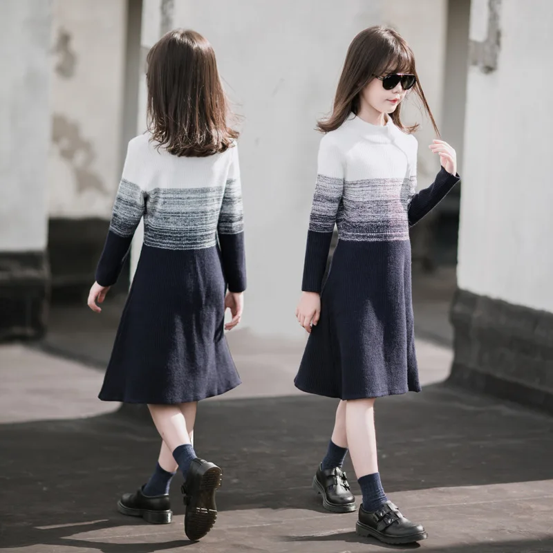 Семейный комплект Рождественская одежда для мамы и дочки Платье-свитер девочек с