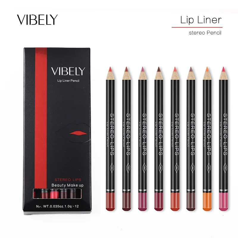 

12pcs Professional Multi-functional Lipliner Pencil Long Lasting Waterproof Lip Eye Brow Cosmetic Makeup Colorful Lip Liner Pens
