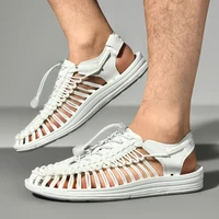 mens sandals 2022 new summer fashion slip on trend woven casual gladiator beach shoes men plus size 44 45 46 platform sandals