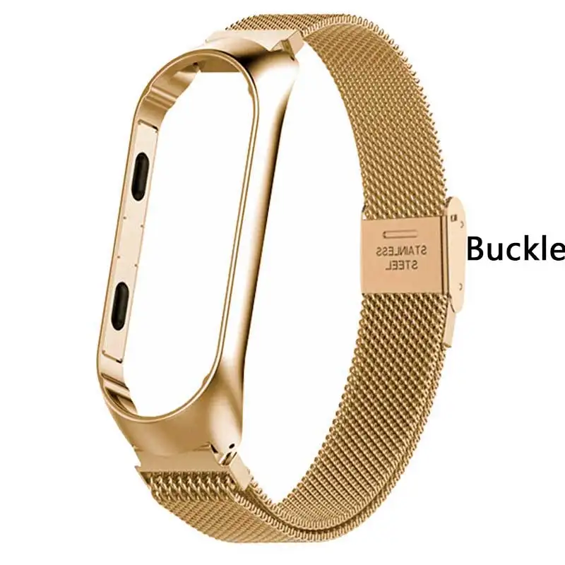 Buckle Gold Rovtop ремешок для Xiaomi Mi группа 3 ремешок для Xiaomi Mi группа 3 браслет для Xiaomi Mi группа 3 металлические Безвинтовые нержавеющая сталь - Цвет: Buckle Gold