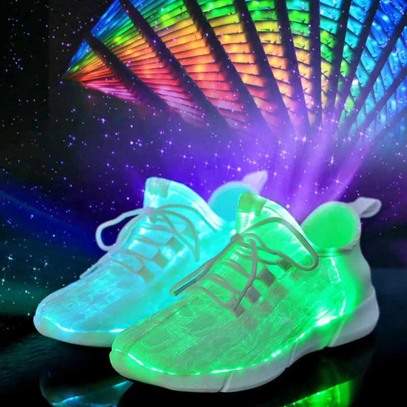 

LED Light Shoes Fiber Optic Light Sneakers 35-46 Plus Size Couple Sports Shoes Fashion Running Shoes For Men Casual Sneaker