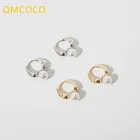 QMCOCO 2021 новый тренд корейский стиль 925 серебро винтажные простые жемчужные серьги-кольца для женщин модные ювелирные изделия подарки