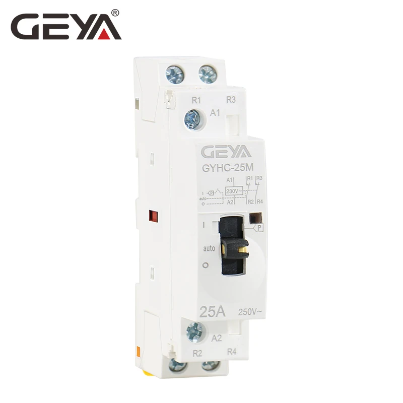 GEYA ручной тип контактор переменного тока 2P 16A 20A 25A 2NC 220 В ручной контроль бытовой контактор на din-рейке