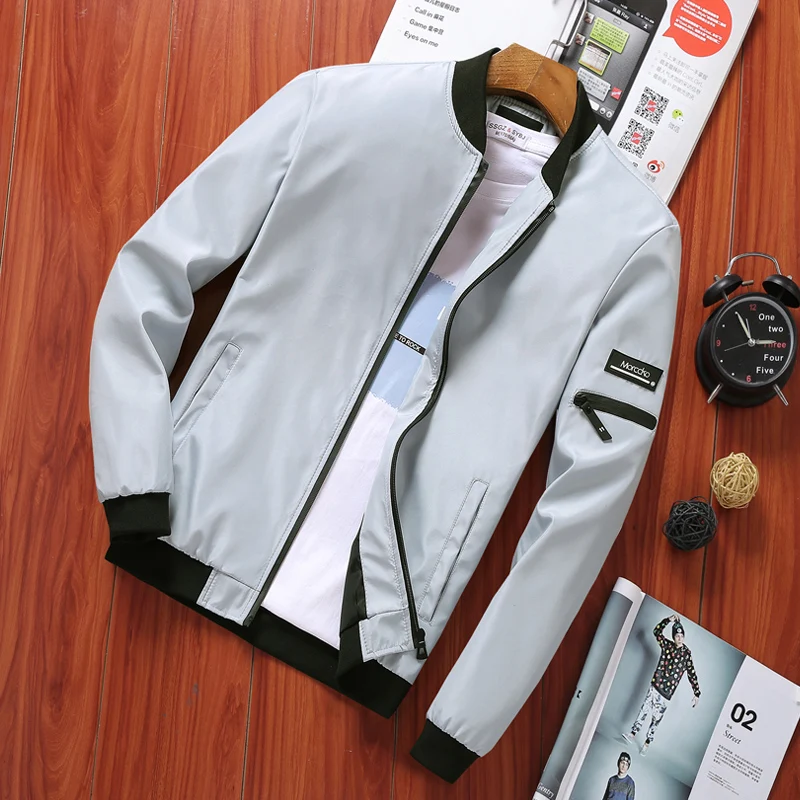 Мужская куртка бомбер 2019 Модная тонкая мужская Весенняя новая спортивная