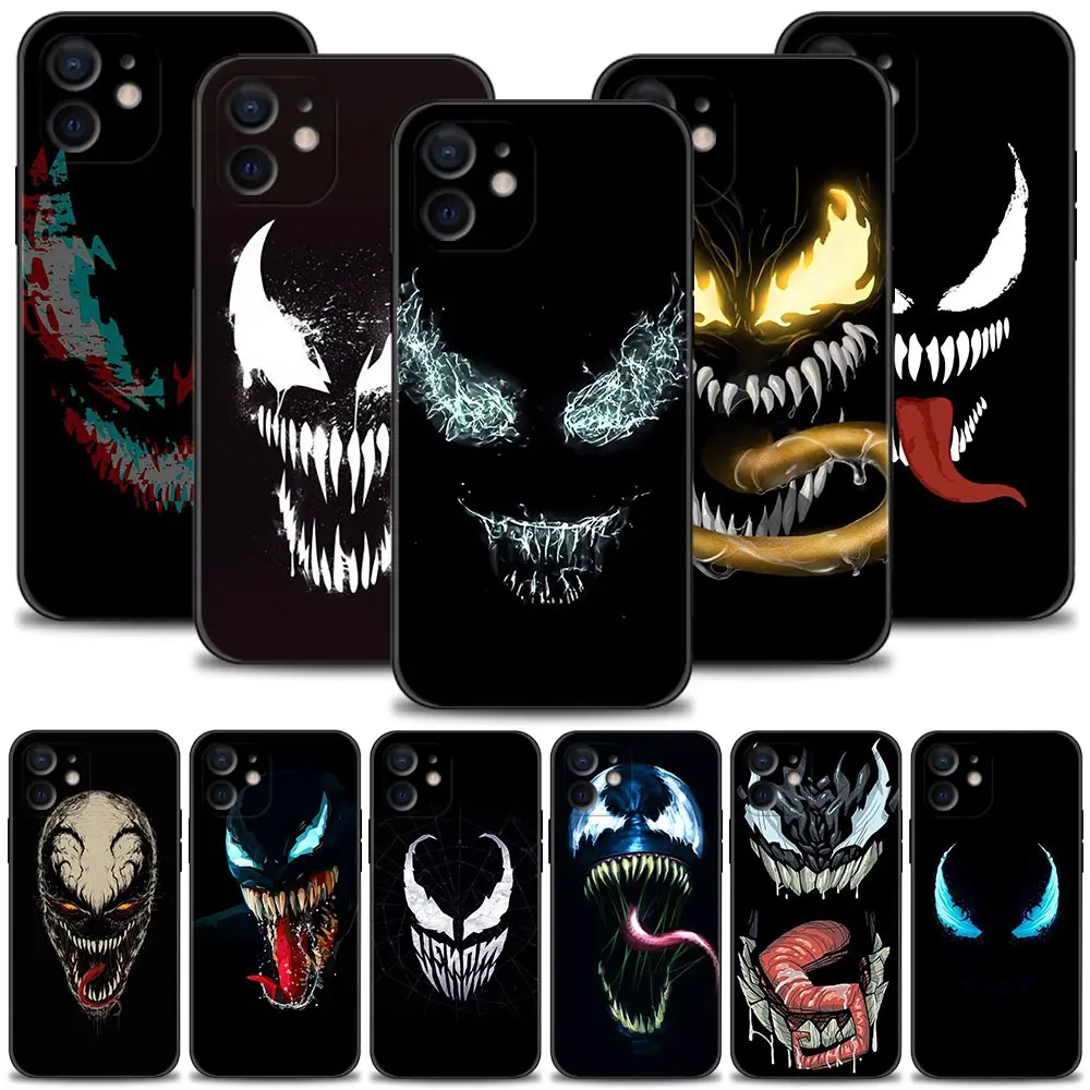 

Venom Marvel logo Silicone Phone Case For Apple iPhone 13 12 11 Pro Max XS Max XR X 7 8 Plus 13 12 Mini 6S SE 2020 Shell