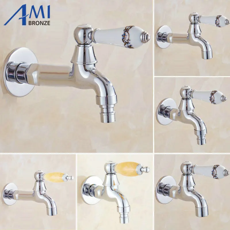 Хромированный полированный медный кран Porcelian/Jade ручка садовый бибкок стиральная