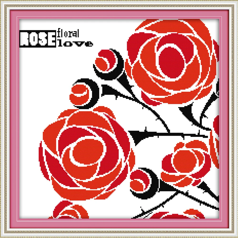 

Everlasting Love The Red Rose Of Love Chinese Cross Stitch Kits Ecological Cotton Stamped Printed 14CT DIY Christmas Decoration
