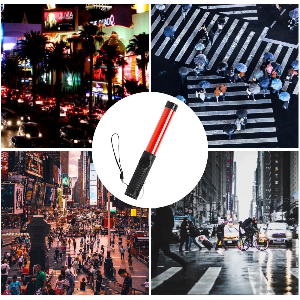 

KKmoon 29cm/11.41in LED Red Traffic Baton Warning Light with Whistle Window Breaker Flashlight Lanyard for Traffic Guard