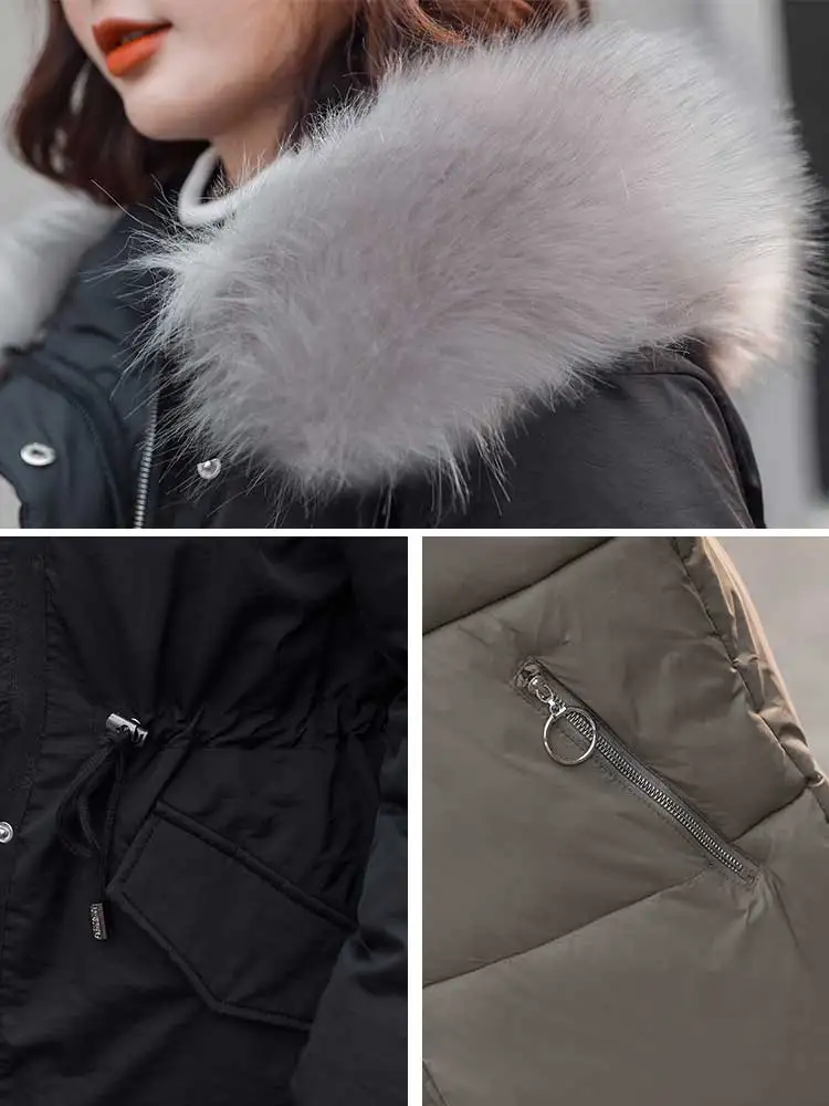 

2020 New Women's Winter Jacket Thick Down Cotton Warm Coats Korean Streetwear Hoodies Women Parkas Long Black Jacket for Women
