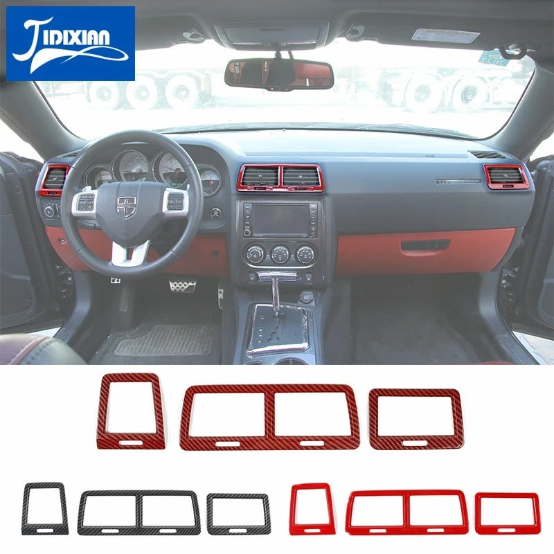 

JIDIXIAN ABS Car Air Conditioning Vent Outlet Decoration Cover Stickers for Dodge Challenger 2009-2014 Interior Accessories