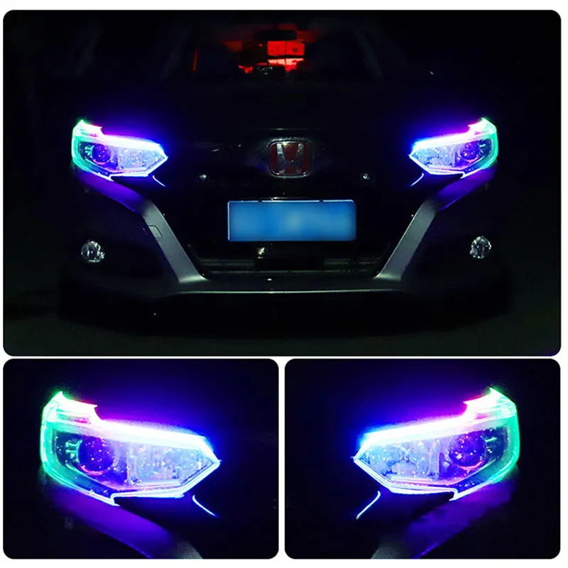 2 шт. DRL светодиодный Универсальный водонепроницаемый гибкий RGB дневный ходовой