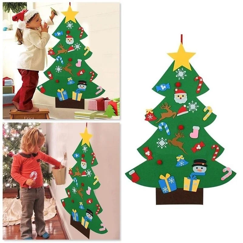 Войлочный Детский DIY комплект для рождественской елки со съемными орнаментами