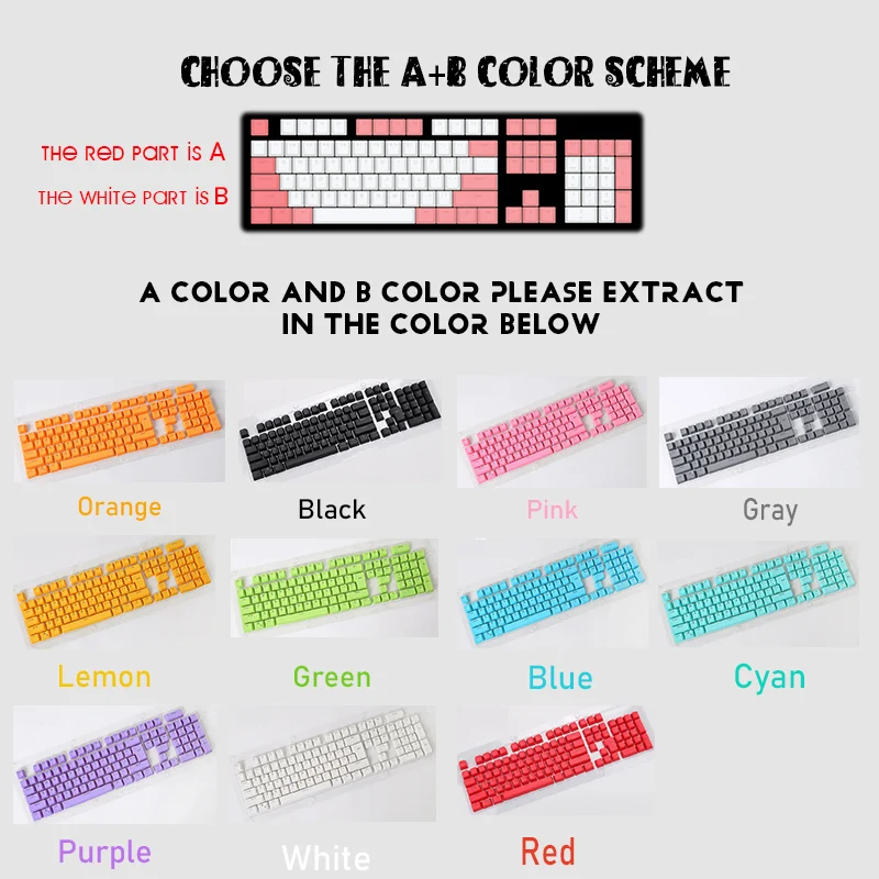 

87/104 Key PBT Double Color Backlight Keycap keycaps Large F Universal Column For Cherry MX Ikbc Mechanical Keyboard