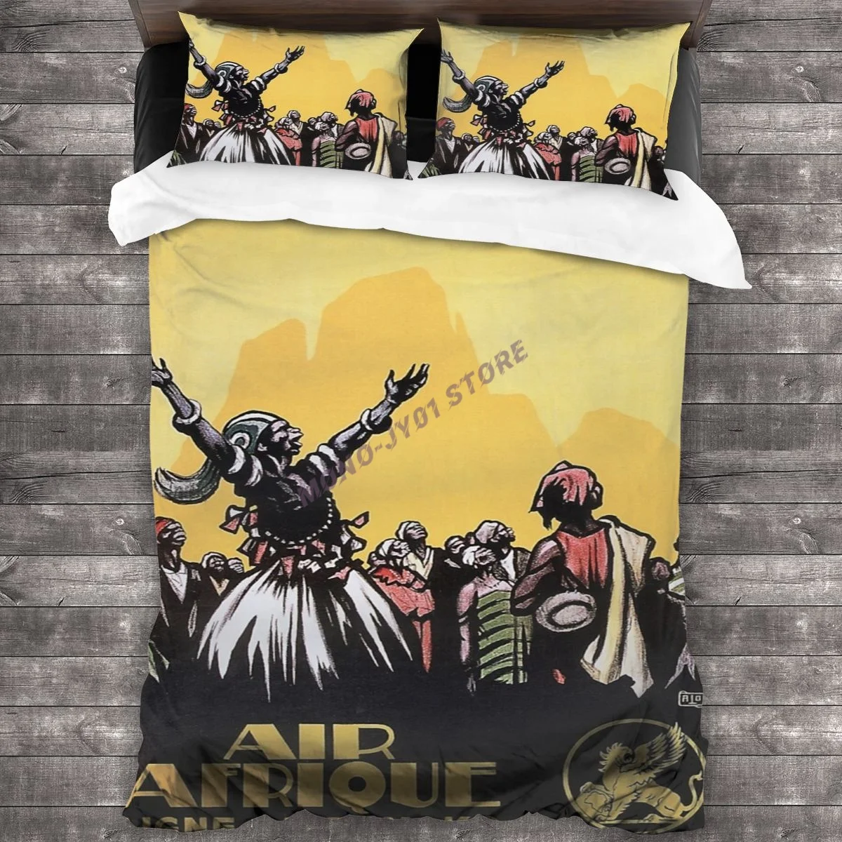 

AIR AFRIQUE Airline Line Of Bamako Africa Vintage Plane Travel Bedding Set Duvet Cover Pillowcases Comforter Bedding Sets