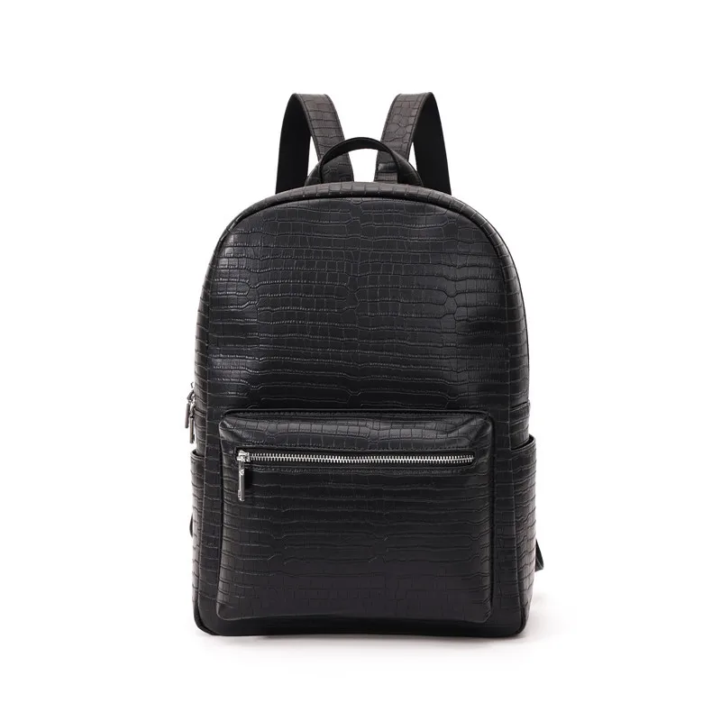 

Ins Trendy Men's Backpack Waterproof Crocodile Pattern Leather Large Capacity Laptop Backbag College Student School Bookbag
