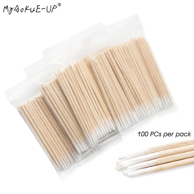 

300 pcs Disposable Ultra-small Cotton Swab Brush Lint Free Micro Brushes Wood Cotton Eyelash Extension Glue Removing Tools