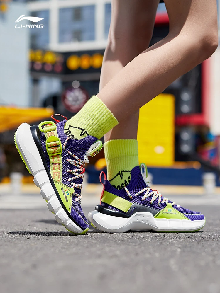 Li-Ning/Женская обувь на шнуровке; PRM GS; Баскетбольная обувь для отдыха; дышащие кроссовки с монолитной трикотажной подкладкой; спортивная обувь; AGBP078 SJAS19