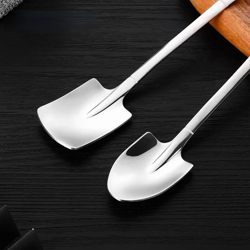 

Cute Shovel Coffee Spoon 18/8 Stainless Steel Dessert Tea Spoon With Long Handle Tea Coffee Scoops Kitchen Accessories