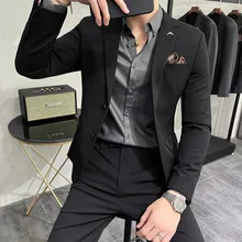 OIMG Suit suit male British casual suit Korean style self-cultivation single row two button suit two-piece business suit (1)
