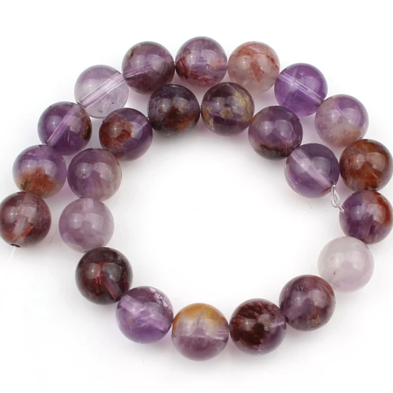 Бусины Из Натурального фиолетового кварцевого кристалла в виде призрака круглые