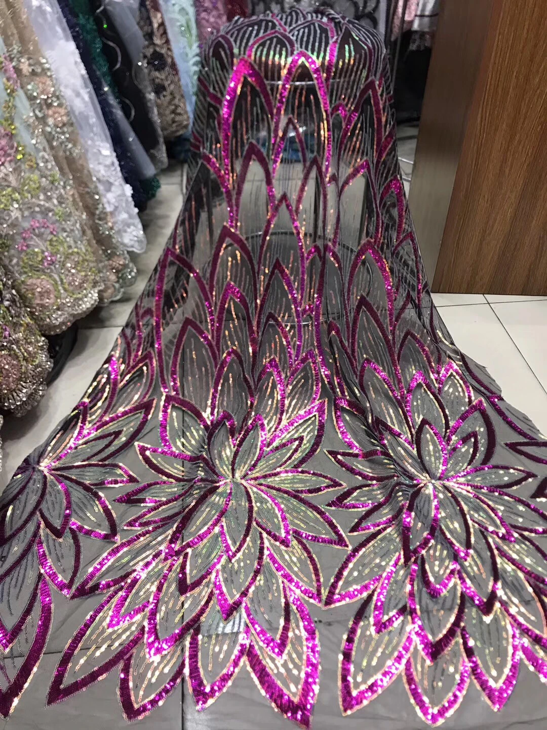 

Sliver African Lace Fabric French Net Lace 2021 High Quality African Sequins Lace Fabric Fabric For Women Dress
