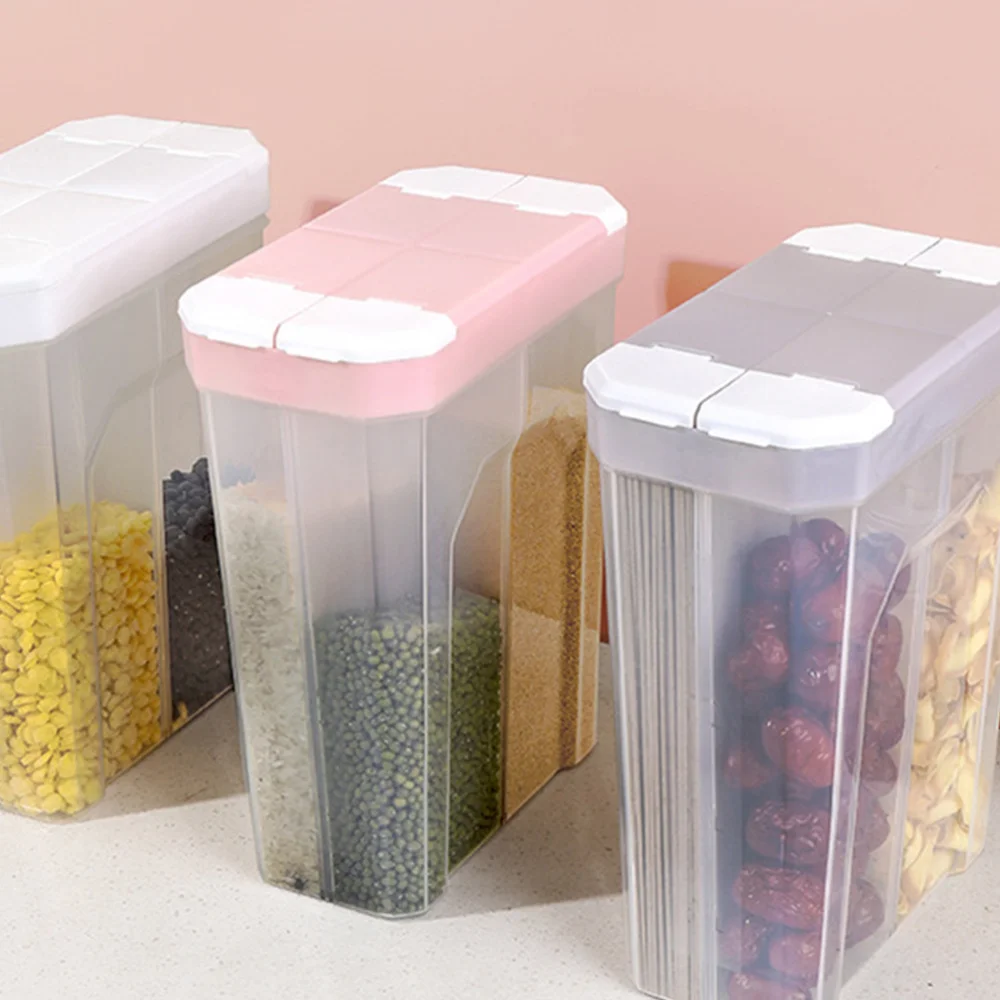 

Air Tight Kitchen Storage Jar for Food Grain Cereals Jar with 4 Compartments