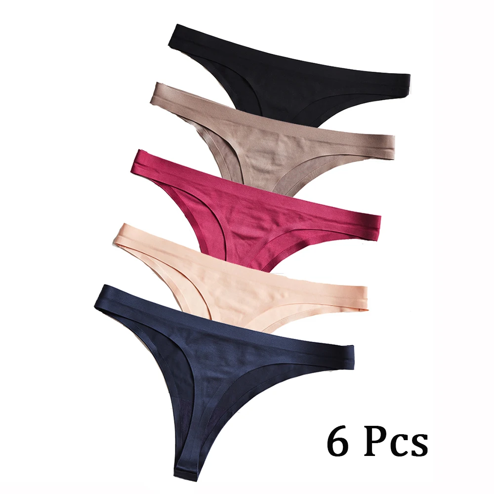 

6 Pcs Sexy Seamless Woman Underwear Sports Panty Female Soft T-back G-string Thong For Woman Underwear