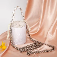 pearls chain acrylic evening clutch bags women novelty wedding bucket purses handbags ladies thick metal chain shoulder bag