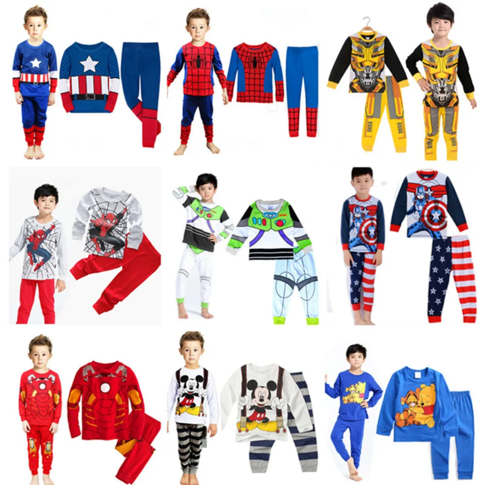 

Kid Pajamas Set Baby Boy Girl Cotton Cartoon Spiderman Cars Mickey Pijamas Long Sleeve Pyjamas Suit Top Long Pant Sleepwear 2-7T