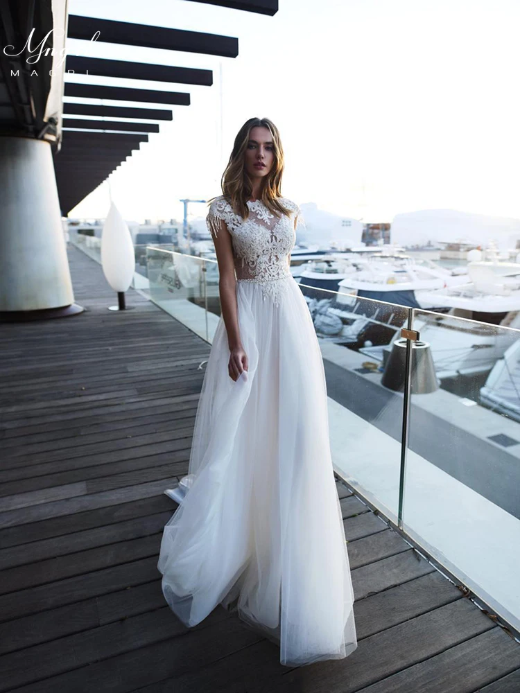 

MNGRL Retro Simple Muslim Bride Bridal Dresses Sleeveless White Lace 3D Flower Wedding Dress Backless Plus Size Wedding Gown