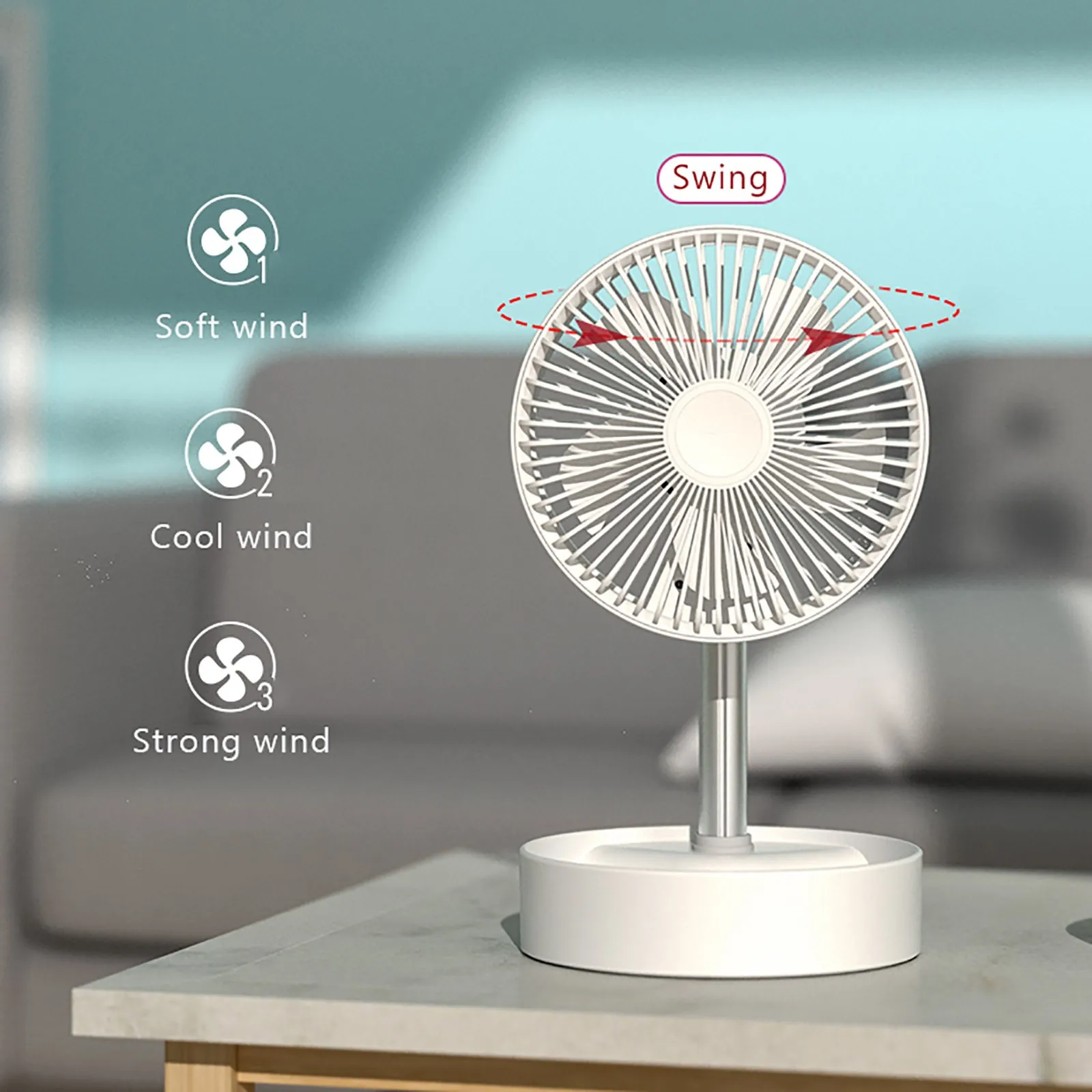 

CARPRIE(CARPRIE) New And High Quality Portable USB Mini Fan 90 Degree Shaking Head Mute Desktop Fan For Home Office 2021